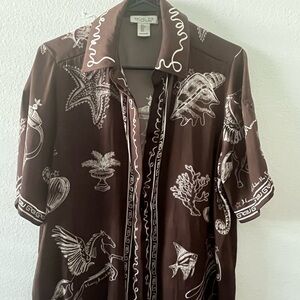 Rachel Zoe Brown Nautical Graphic Men's Shirt